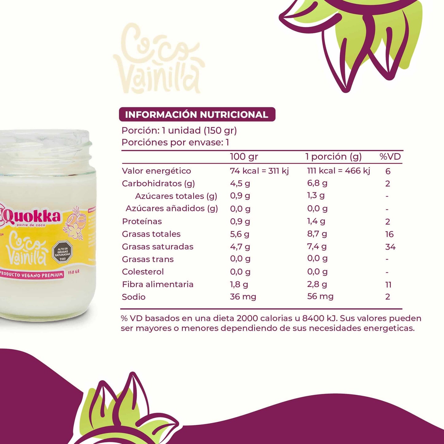 Yogurt Vegano de Coco Pack 3 x 150gr. Coco Vainilla