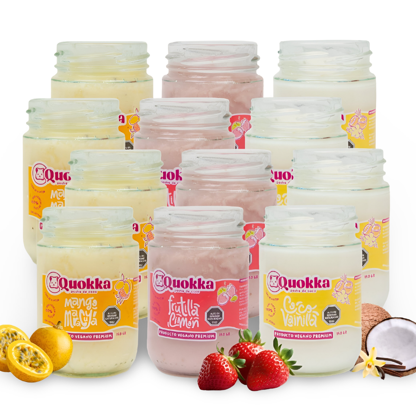 Yogurt Vegano de Coco Pack 12 x 150gr. Mix Sabores