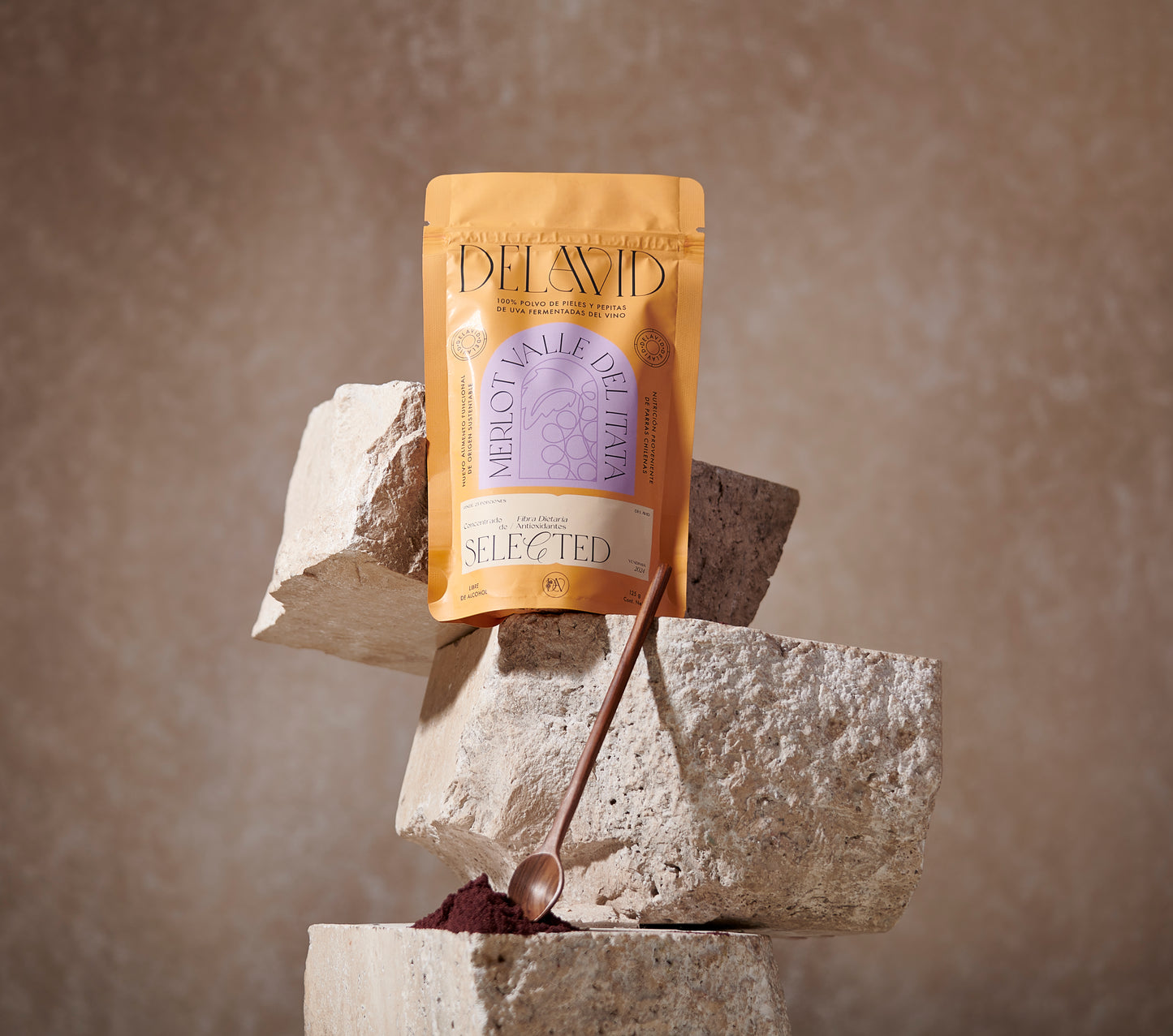 Superalimento de la uva Delavid Merlot del Valle de Itata - 125 gr